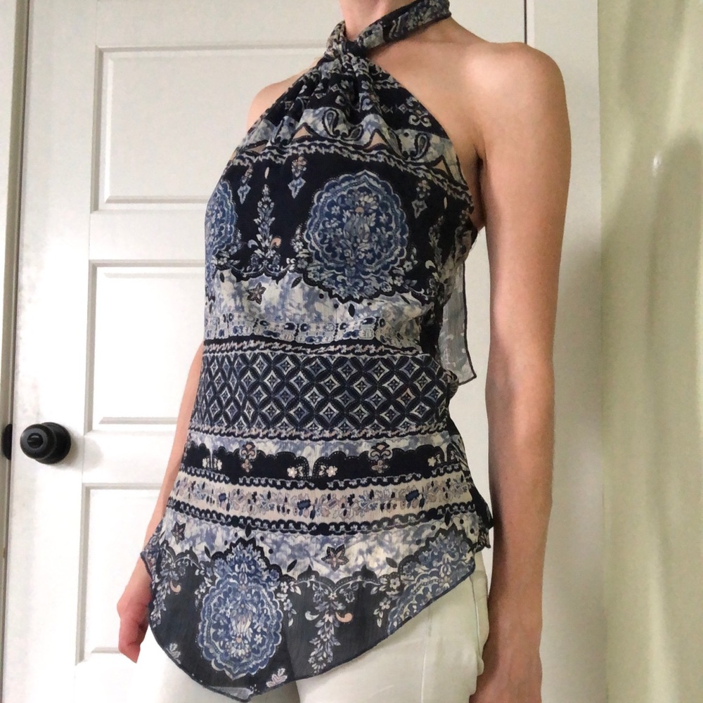 Bohemian blouse with halter tie